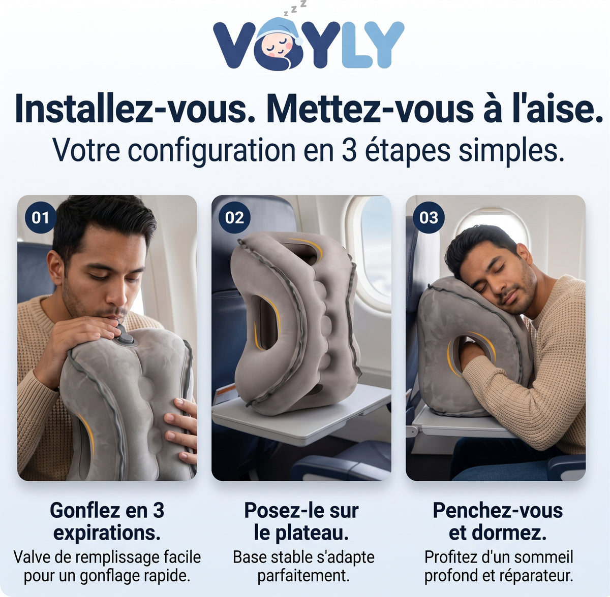 Voyly™ – Coussin de Voyage Gonflable